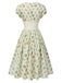 Abito beige maniche a cappuccio colletto in pizzo floreale anni '40