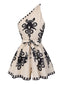 [Prevendita] Tuta corta stampa tribale e scollo obliquo beige anni '40