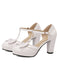 Scarpe Mary Jane con tacco grosso e fiocco
