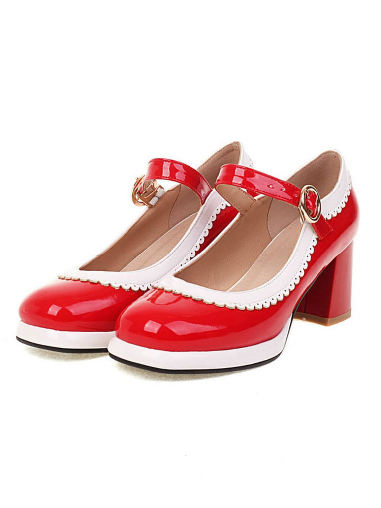 Scarpe con tacco alto Mary Jane Patchwork