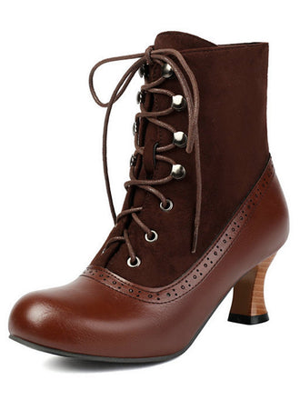 [Prevendita] Stivaletti corti vittoriani vintage con lacci colorblock