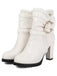Stivaletti con tacco grosso e rifiniture in pizzo in pelle PU