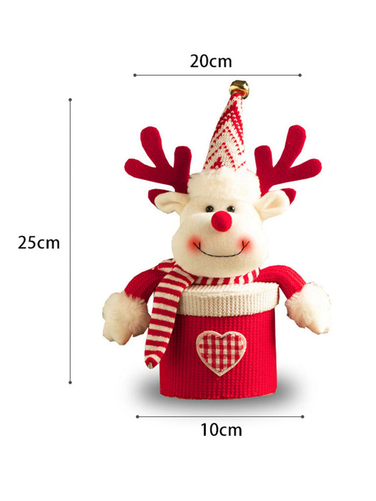 Scatola regalo di peluche a maglia con motivo a cartoni di Buon Natale