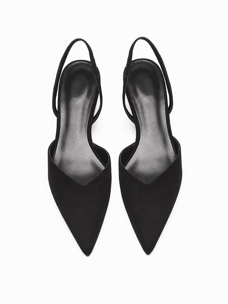 Scarpe con Punta e Cinturino Posteriore Tinta Unita con Tacco Basso Largo 7