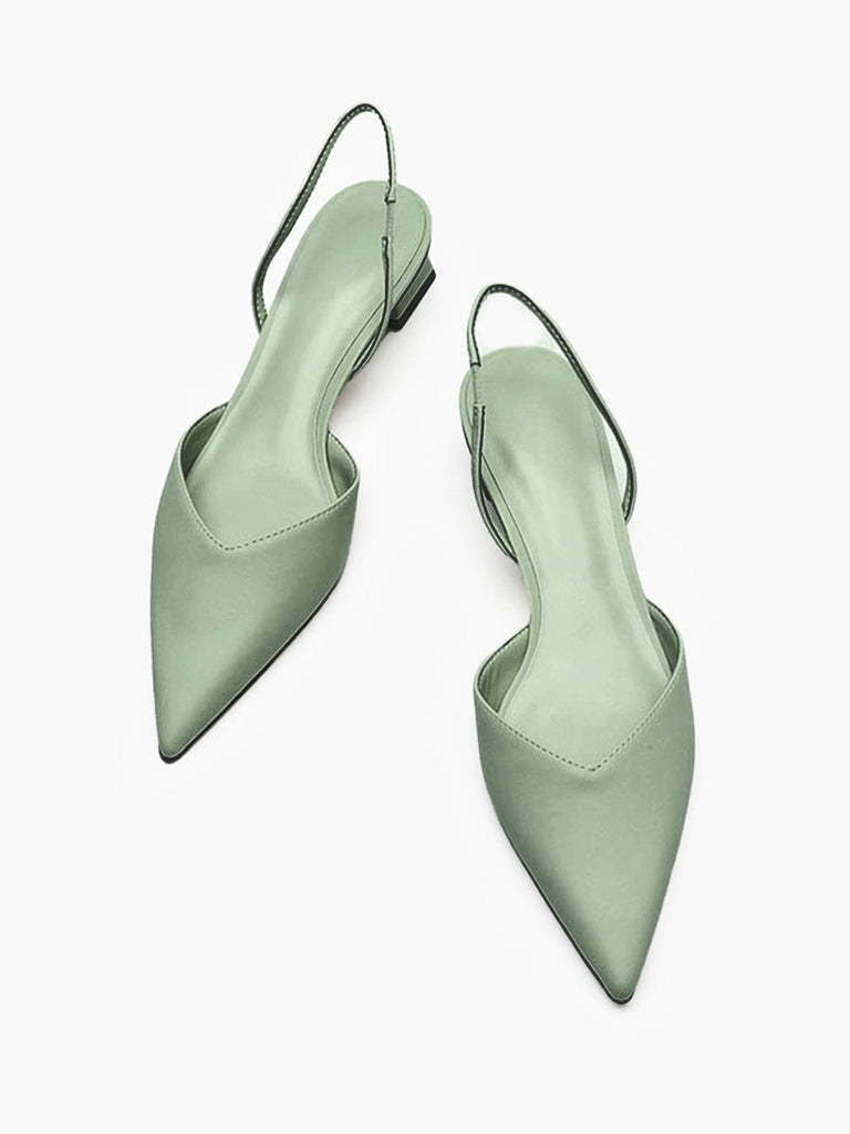 Scarpe con Punta e Cinturino Posteriore Tinta Unita con Tacco Basso Largo 4