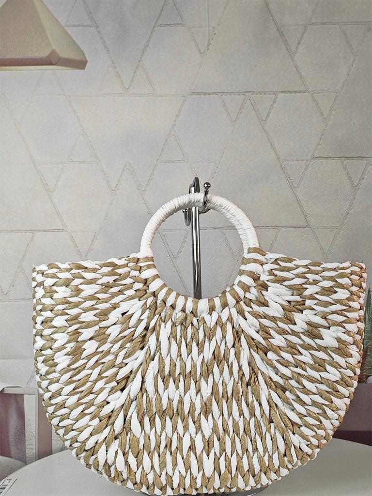 Vintage Handwoven Straw Beach Tote Borsa