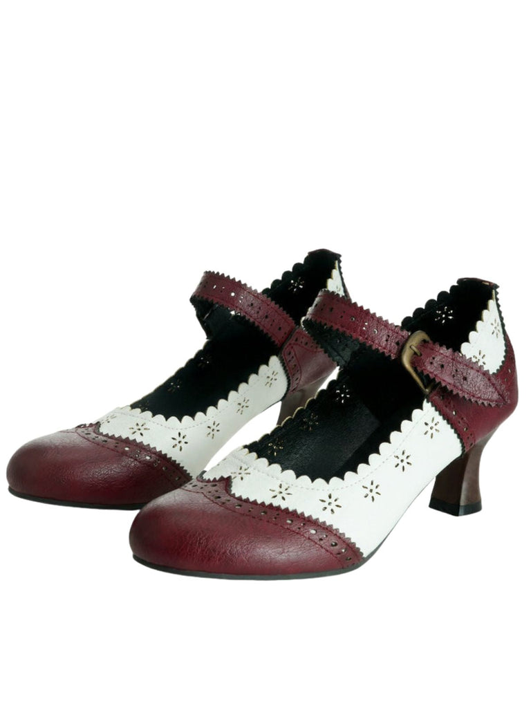 Vintage Brogue Floral Hollow Out Chunky Heels 10