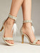 Scarpe con Strass Feather High Heel Wedding - Beige 3