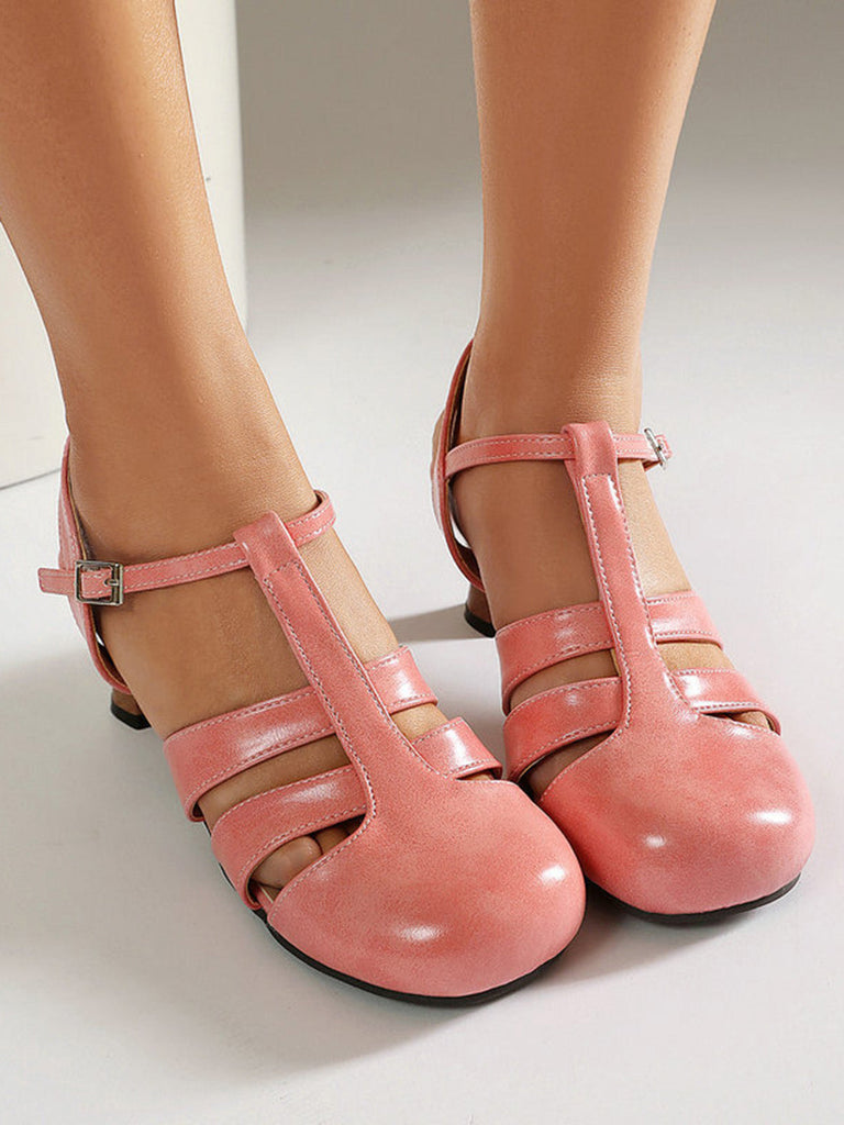 Mary Jane Cutout Ankle T-Strap Chunky Heels, vintage shoes, retro heels - perfect for women who love vintage and retro fashion