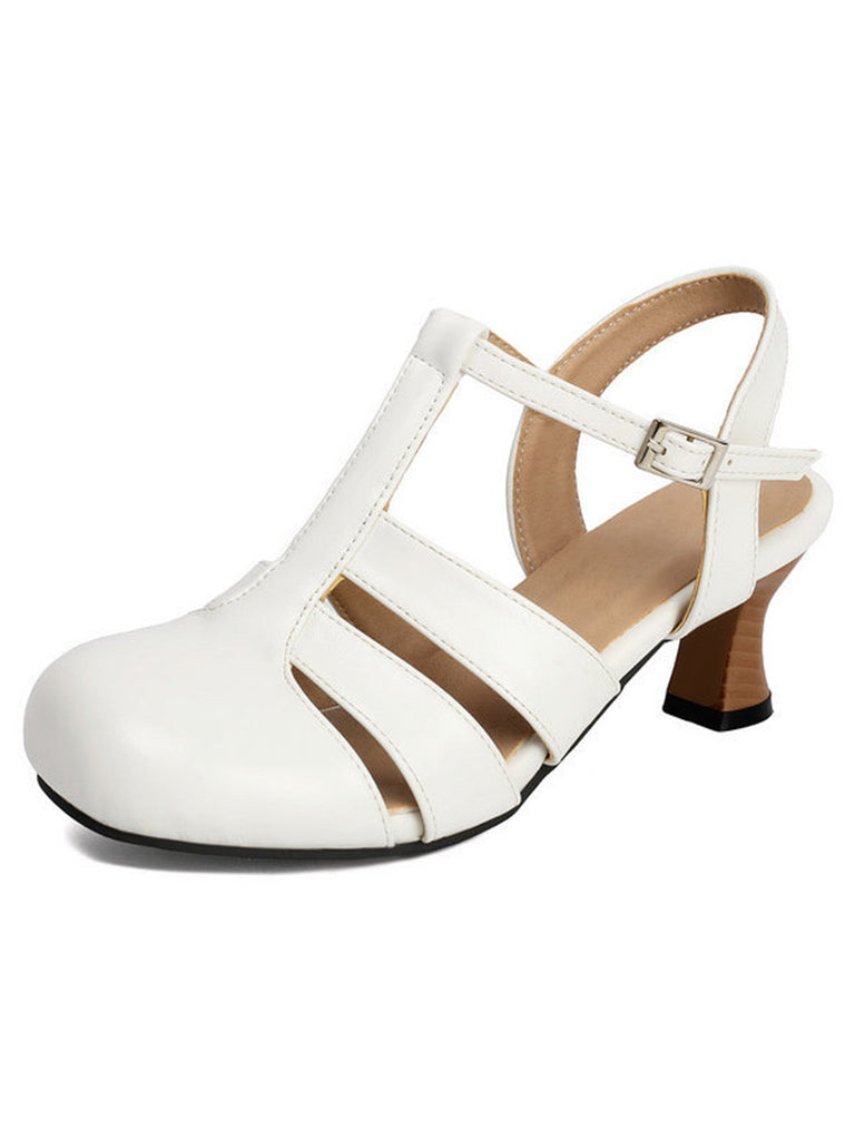 Mary Jane Cutout Ankle T-Strap Chunky Heels, vintage shoes, retro heels - perfect for women who love vintage and retro fashion