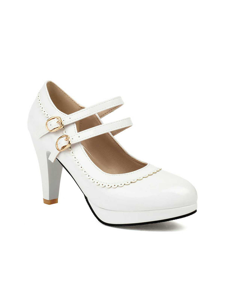 Scarpe Mary Jane retrò con tacchi alti spessi