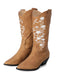 Stivali da cowboy in pelle con fiori ricamati retrò