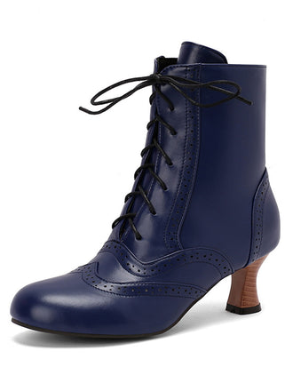 Stivali vintage in pelle con tacco a gattino