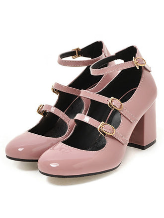 Scarpe col tacco alto vintage in vernice con fibbia multipla