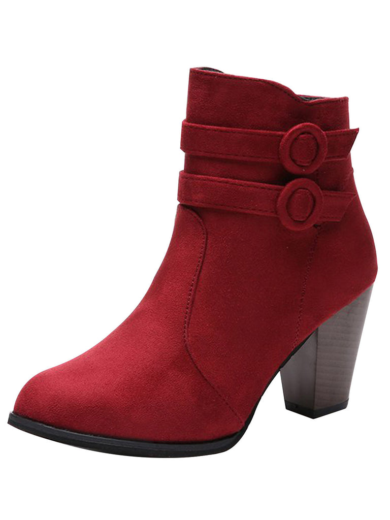 Stivali con tacco alto in flanella vintage bordeaux