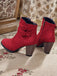 Stivali con tacco alto in flanella vintage bordeaux