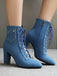 Stivali vintage in denim con tacco alto e lacci