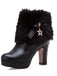 Stivali alti in pelle con patchwork di pelliccia e strass