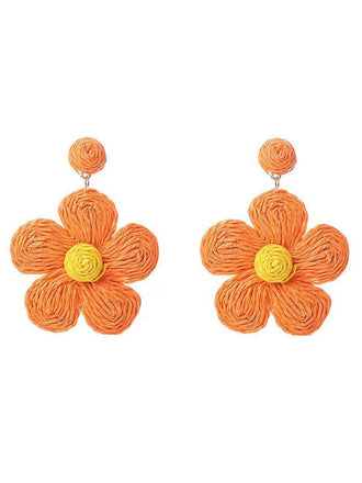 Orecchini pendenti con fiori e strass boho ruffia