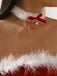 Collana girocollo in peluche con campanellino natalizio e fiocco