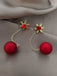 Orecchini con fiocchi di neve e palline di Natale rosso
