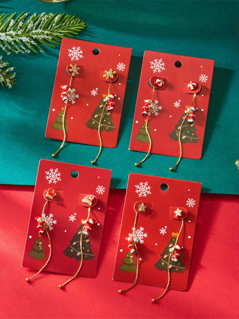 Orecchini pendenti lunghi a forma di Babbo Natale rosso