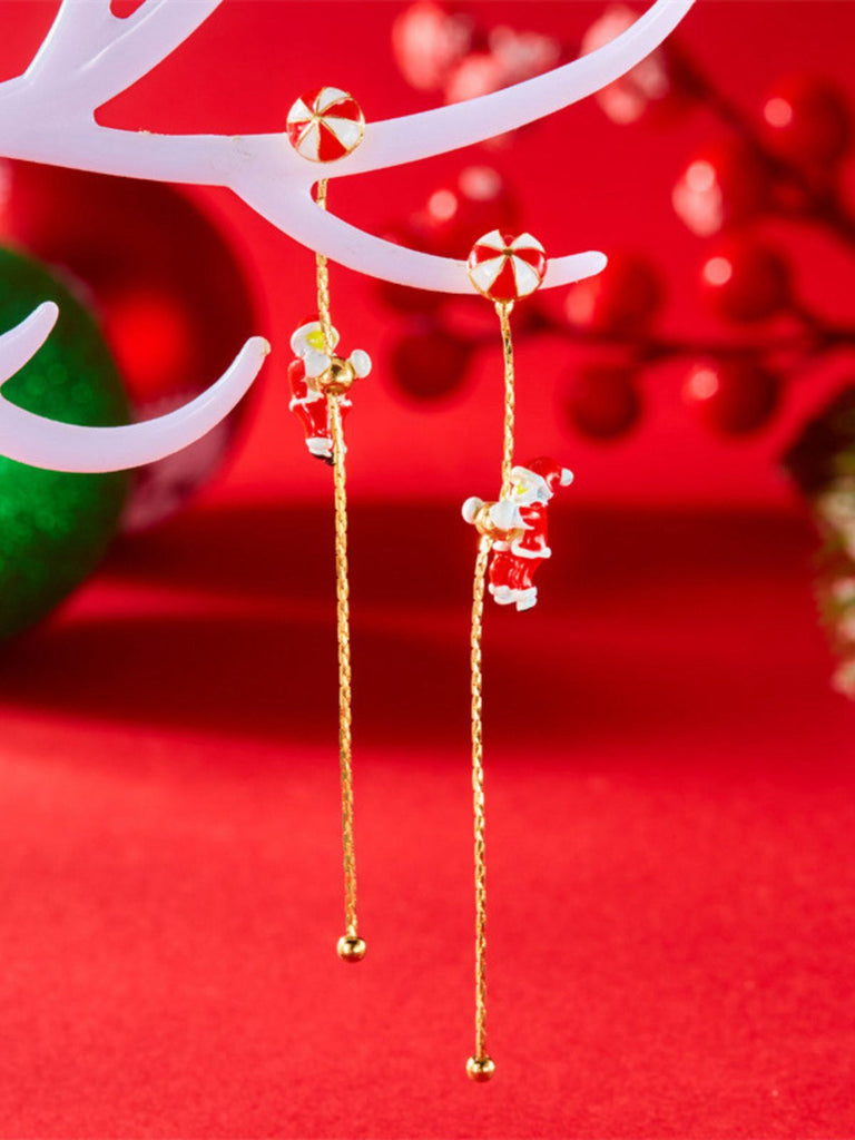 Orecchini pendenti lunghi a forma di Babbo Natale rosso