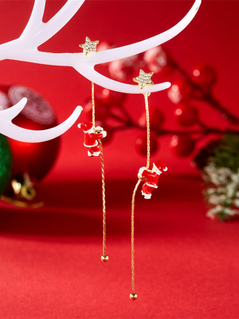 Orecchini pendenti lunghi a forma di Babbo Natale rosso