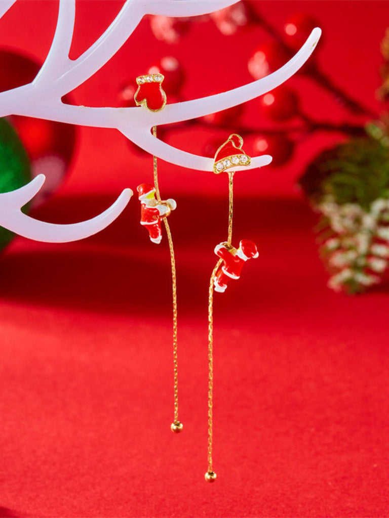 Orecchini pendenti lunghi a forma di Babbo Natale rosso