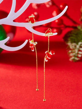 Orecchini pendenti lunghi a forma di Babbo Natale rosso