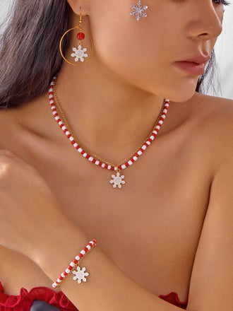 Set di collana e bracciale e orecchini con perline natalizie