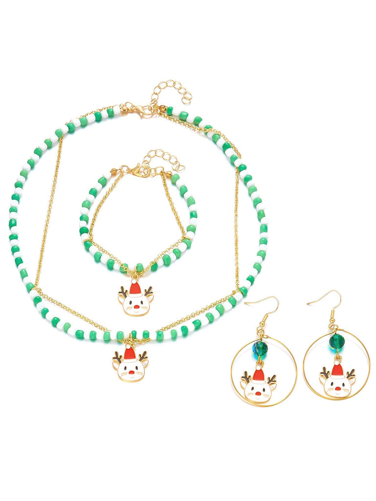 Set di collana e bracciale e orecchini con perline natalizie