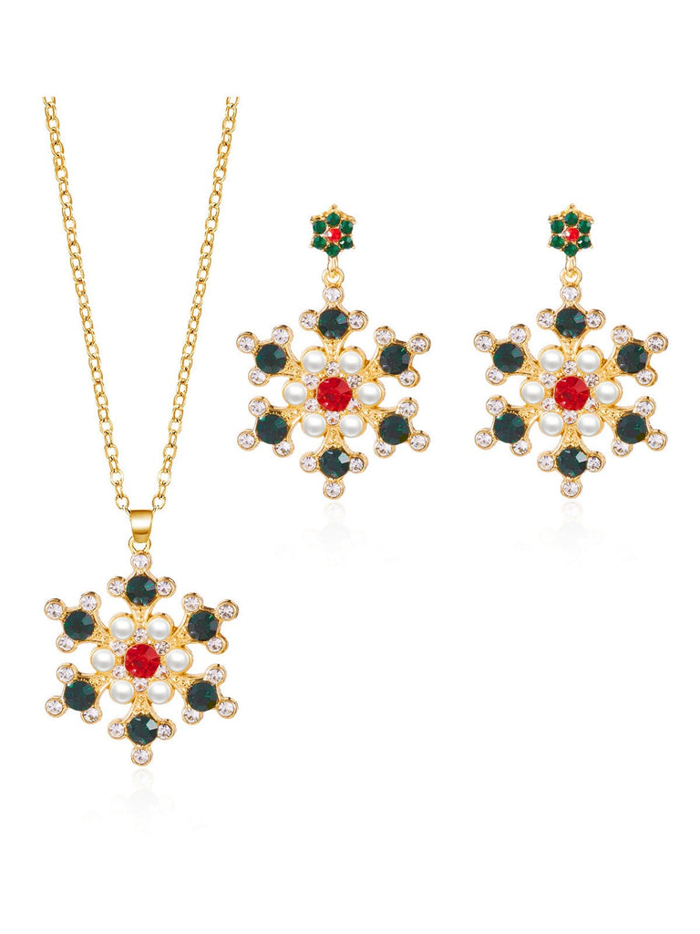 Set di gioielli con collana e orecchini a forma di fiocco di neve
