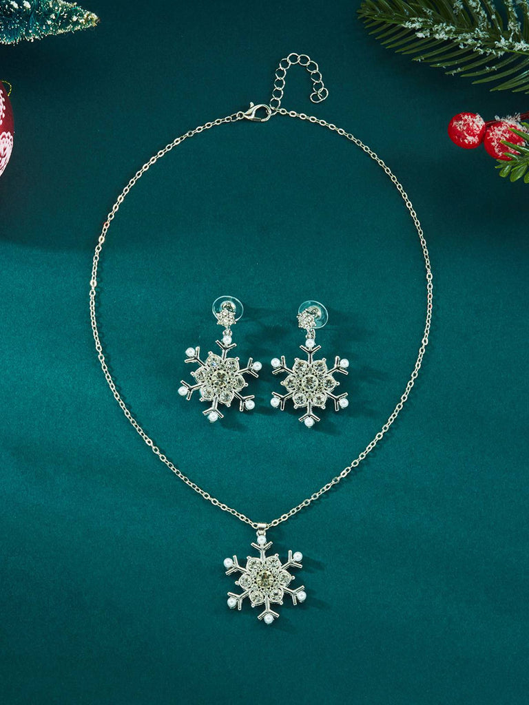 Set di gioielli con collana e orecchini a forma di fiocco di neve