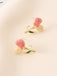 Orecchini a bottone con perle e fiori di tulipano rosa