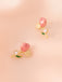 Orecchini a bottone con perle e fiori di tulipano rosa