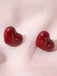 Orecchini a bottone a forma di cuore rosso San Valentino