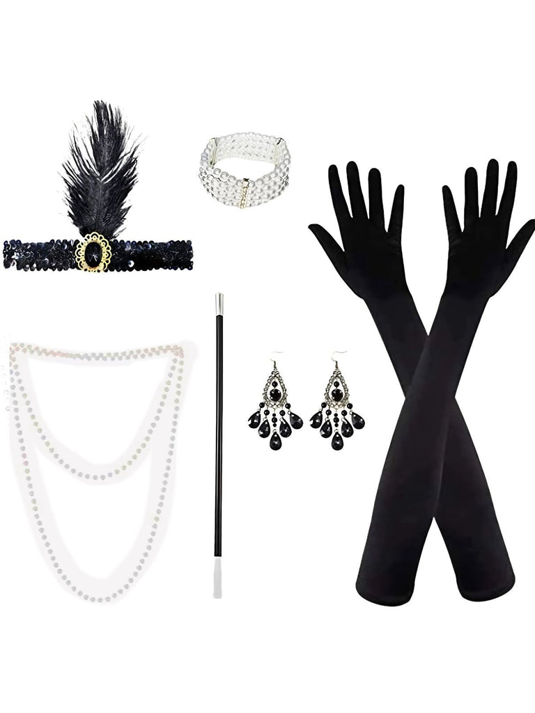 [Prevendita] Set con cerchietto di piume e collana di perle feste Gatsby anni '20