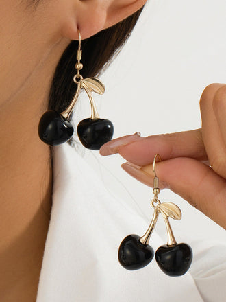 Orecchini Pendenti Vintage a Ciliegia Neri