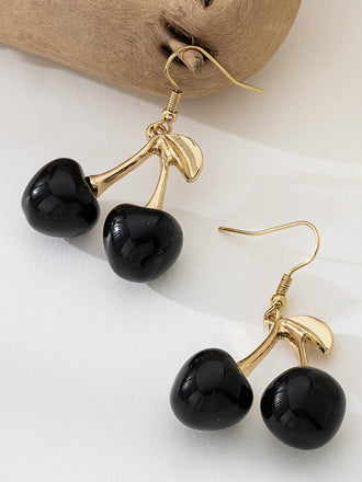 Orecchini Pendenti Vintage a Ciliegia Neri 2