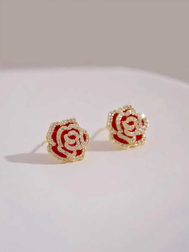 Orecchino floreale vintage con diamanti