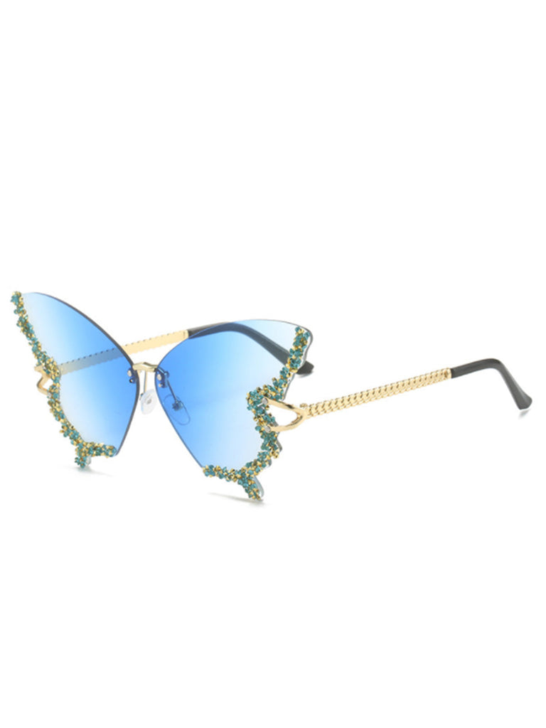 Occhiali da sole vintage con strass a farfalla sfumati