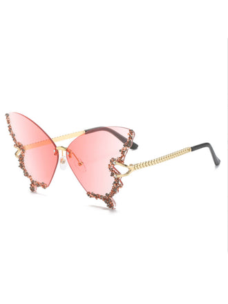 Occhiali da sole vintage con strass a farfalla sfumati