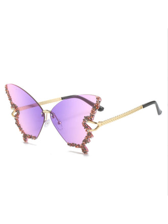 Occhiali da sole vintage con strass a farfalla sfumati