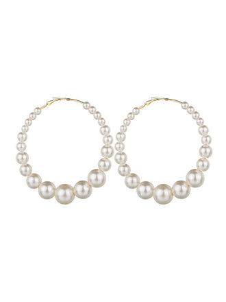 Orecchini vintage a cerchio grande con perle
