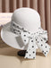 Cappello di paglia cachi con fiocco a pois