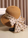 Cappello di paglia cachi con fiocco a pois