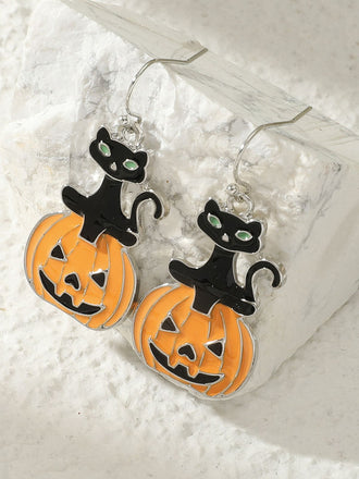 Orecchini con gatto e zucca spaventosi Halloween
