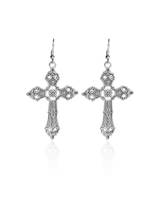 Orecchini pendenti a forma di croce di Halloween in argento