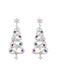 Orecchini in argento con strass colorati a forma di albero di Natale